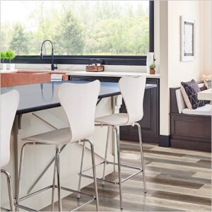 Kitchen island counter with chic white contemporary barstools