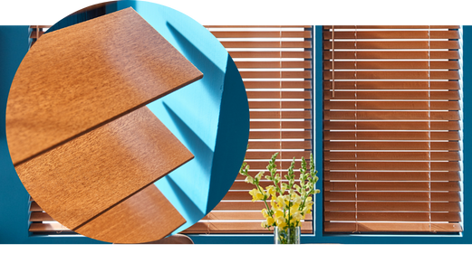 closeup of wooden window blinds